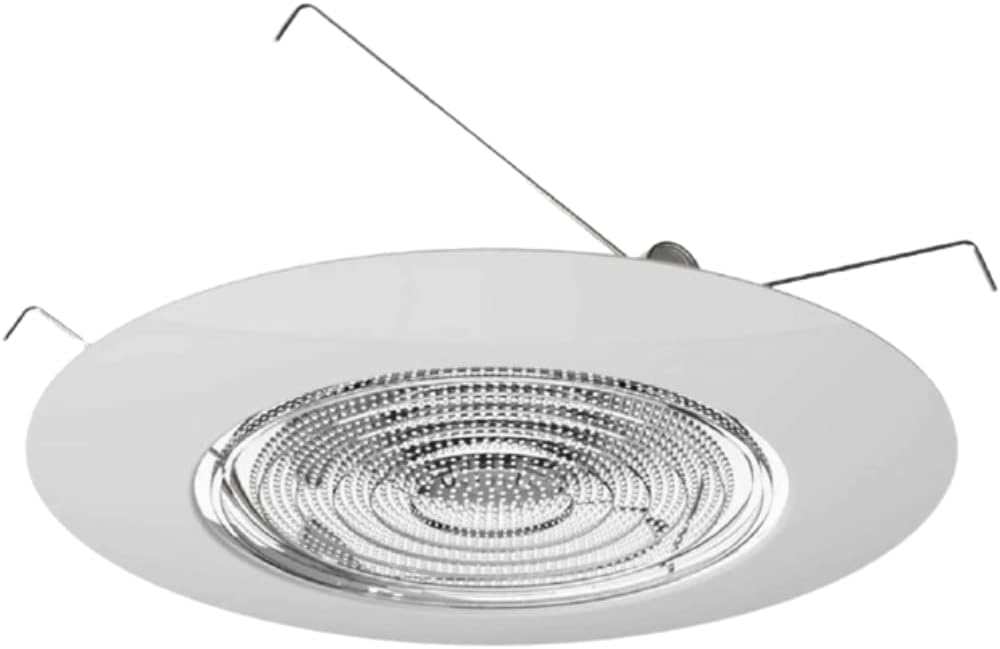 6" Inch Fresnel Glass Lens with White Plastic Shower Trim - 60 Watt Max. - for Wet Locations - Shower Glass Can Light Trim - Ul Listed