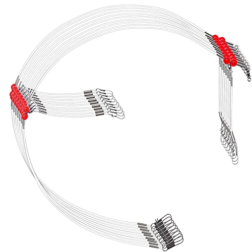 Gourami 12PCS Fishing Wire Leaders 1 Arm 2 Arm with Swivel Snaps Beads High-Strength Fishing Wire Stainless Steel Nylon-Coated (2 Arm, 12 Pcs)