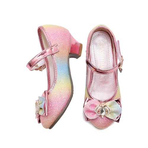 Amtidy Girls Dress Shoes Mary Jane Wedding Party Shoes Glitter Bridesmaids Princess Heels