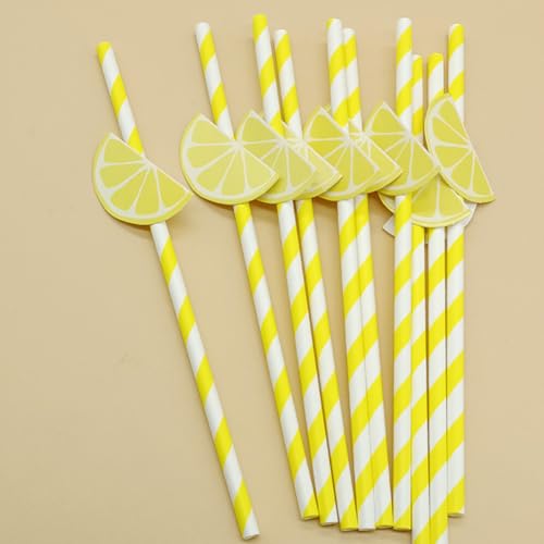 60 Pitillos de Papel Amarillo y Blanco con Rayas miniatura 3