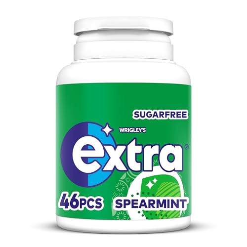 Wrigleys Extra Chewing Gum Spearmint Flavour 46 pieces Sugar Free Chewing Gum Bottle with Xylitol