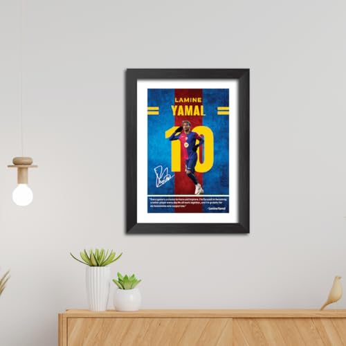 Image of TenorArts Lamine Yamal Quotes Poster Frame Barcelona Laminated Photo Framed Painting with Matt Finish Black Textues (12 inches x 9inches)