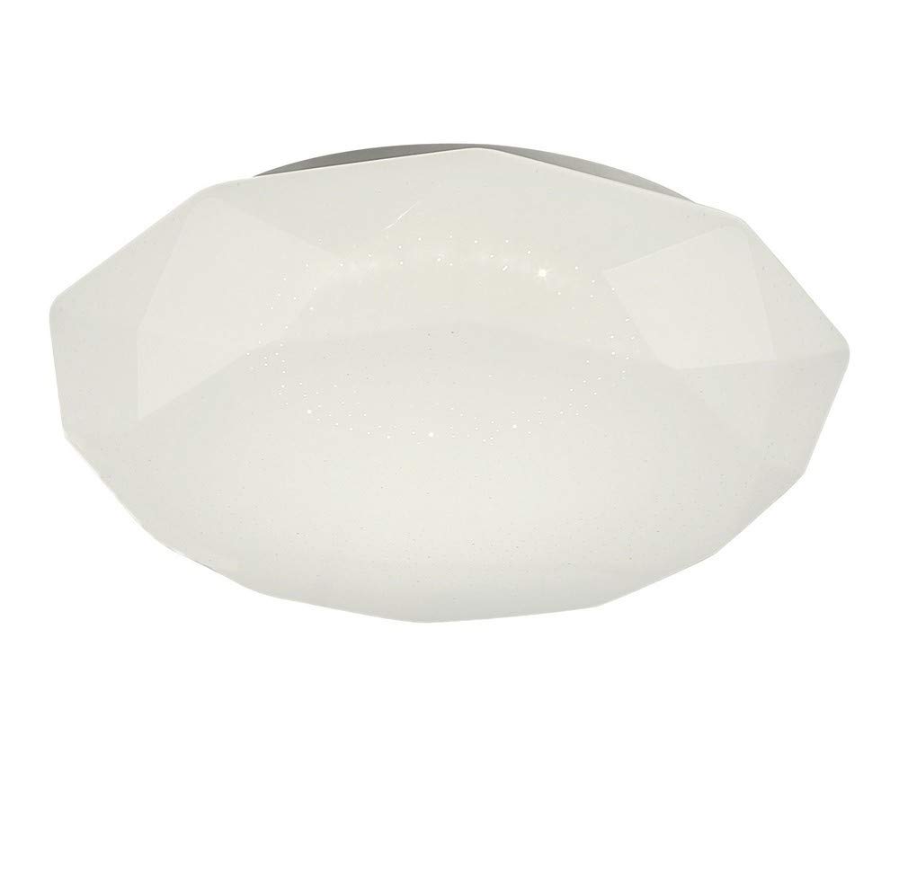 Mantra Iluminación. Modelo DIAMANTE II. Plafón de techo en forma de talla de diamante de 51,5 cm de diámetro en color blanco. Fuente de luz LED de 54W 3000K 3900lm
