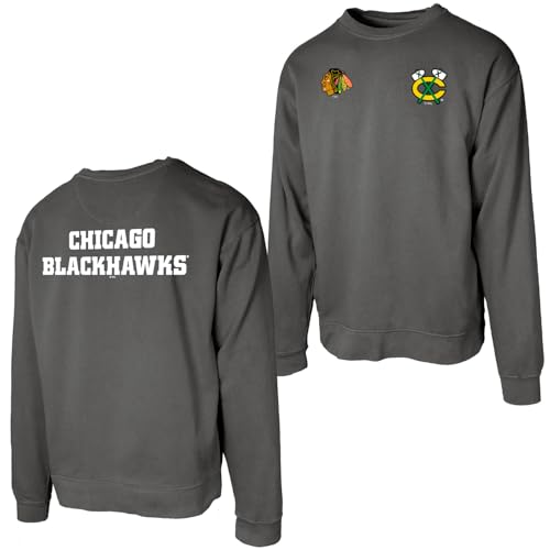 Chicago Blackhawks NHL Officially Licensed Crewneck Sweatshirt Ringspun Front/Back, XX-Large
