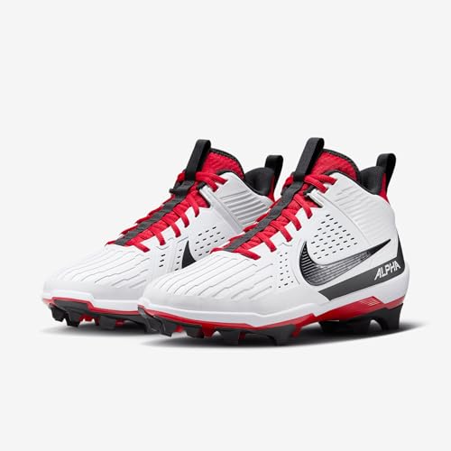 Nike Nike Alpha Menace Strong Men's Football Cleats (II5139-102, White/University Red/Dark Smoke Grey/Black) Size 8
