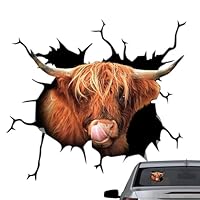 Highland Cow Stickers | Simulation Highland Cow Stickers Funny Reusable Cow Print Room Decor for Trucks, Bathrooms, Glasses
