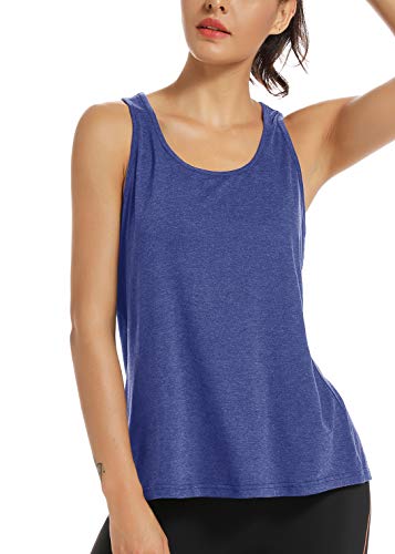 Image of Muzniuer Womens Yoga Workout Tops-Cute Open Back Running Gym Activewear Sports Shirt for Women