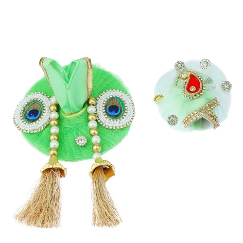 Vestimenta para Estatua Laddu Gopal con Mukut Verde 4"