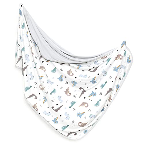 Image of GRSSDER Baby Blankets Super Soft Jersey Knit Swaddle Blanket for Baby Girls and Boys, Double Layer Receiving Blankets 34 x 44 Inches Extra Large for Baby Swaddling, Happy Dinosaur