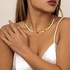 Finrezio 14K Gold Snake Chain Necklace for Women - Gold Plated Herringbone Stainless Steel Layered Adjustable Jewellery 3/5MM(W) 14"/15"/16"(L) #2