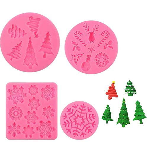 Christmas Fondant Mold Set of 4 Pieces 3D Snowflake Mold For Cake Decoration