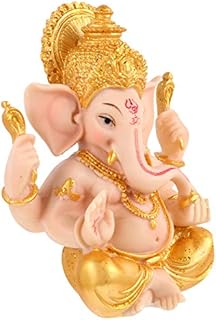 Happyyami Hindu God Lord Ganesha Indian Elephant Buddha Statue Golden Elephant Statues The Blessing Statue of Lord Buddha Ganesha Sculpture Lucky Elephant Statue