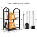 AMAGABELI GARDEN & HOME Firewood Rack Indoor with Tools 5-Piece Fireplace Tools Set Wood Holder Outdoor Wrought Iron Log Holder Heavy Duty Firewood Storage Rack for Fireplace,Fire Pit,Wood Stove Black