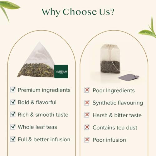VAHDAM, Grüner Tee Von Himalaya (100 Teebeutel) 100% Reiner & Aromatischer | Natürliche Grüntee Loses Blatt | Vegan, Glutenfrei, Laktosefrei | Frisch & Direkt Von Der Quelle In Indien | Grüner Tee