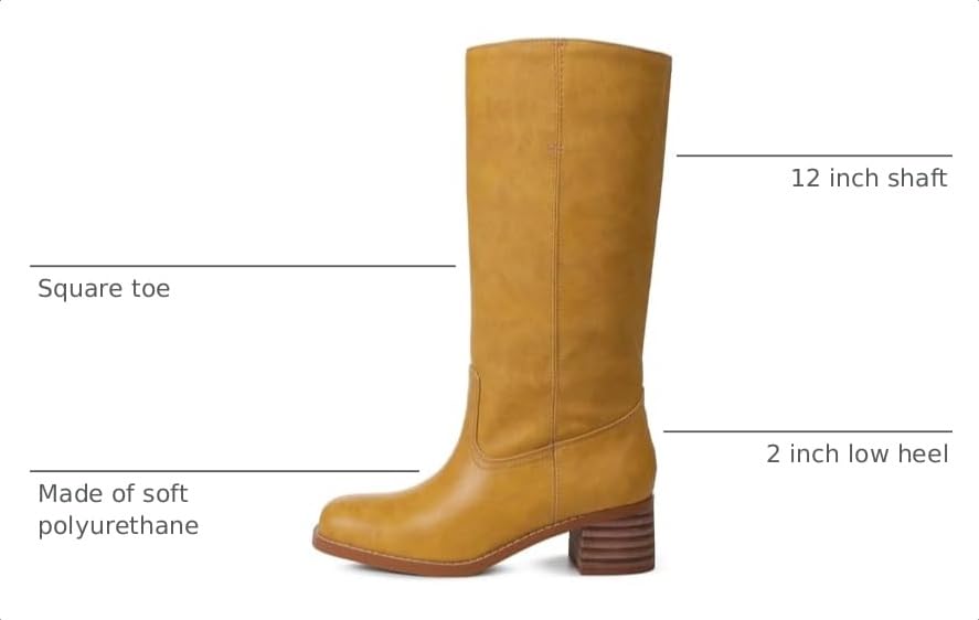 Image of Women's Knee High Boots, Comfortable Square Toe Faux Leather Boot Fashion Long Tall Boots for Riding Chunky High Heeled Dress /Casual Boot
