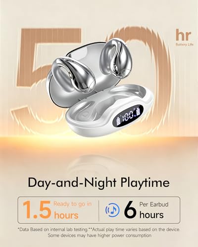 Image of CoolJumper Upgraded Clip-on Ear Earbuds, Bluetooth 6.1 Wireless Open Ear Headphones, Comfortable Fit with Crystal Clear Sound, 50-Hour Battery Life,Two-Way Headphones Earbuds for Gym & Outdoor Sports