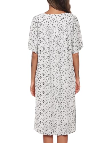 Image of COSUNIONY House Dresses for Women Cotton Short Sleeve House Coat Buttons Down Dusters Robe with Pockets S-XXL