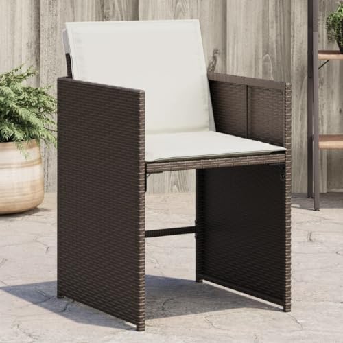 Vetnasa Sillas de jardín con Cojines 4 Unidades ratán sintético marrón Mobiliario, Muebles de jardín, Asientos de Exterior, Sillas de jardín Marrón 23,4 KG