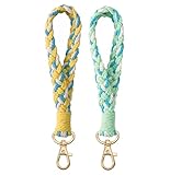 Llavero de macramé amarillo y verde, paquete de 2, amarillo & verde, 2Pack