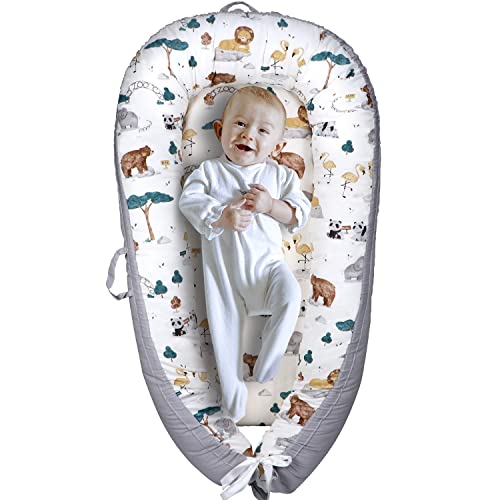 Image of Yoocaa 100% Cotton & Fiberfill Breathable Portable Infant Floor Seat for Indoor & Outdoor(Zoo)
