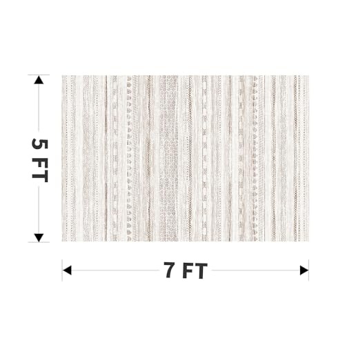 5x7 Large Area Rugs for Living Room Machine Washable Rug Distressed Indoor Carpet Neutral Moroccan Boho Rug Ultra Soft Area Rug for Bedroom Dining Room Playroom Office, Light Brown