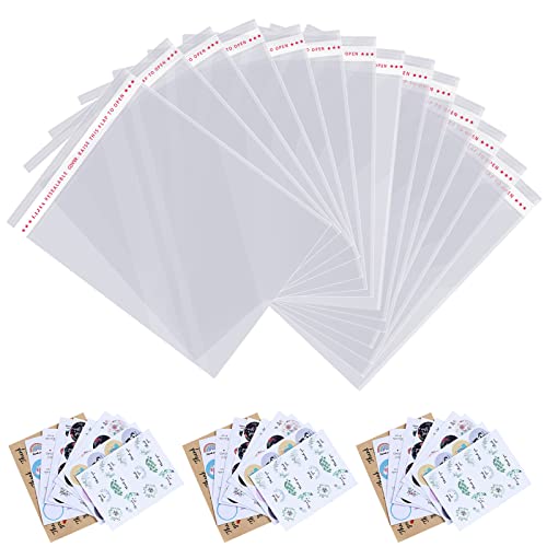 Bolsas grandes de celofán resellables de 300 quilates, bolsas de regalo autoadhesivas de plástico autoadhesivas para violonchelo de 300 unidades, para regalos, ropa, artes, manualidades, 300 unidades