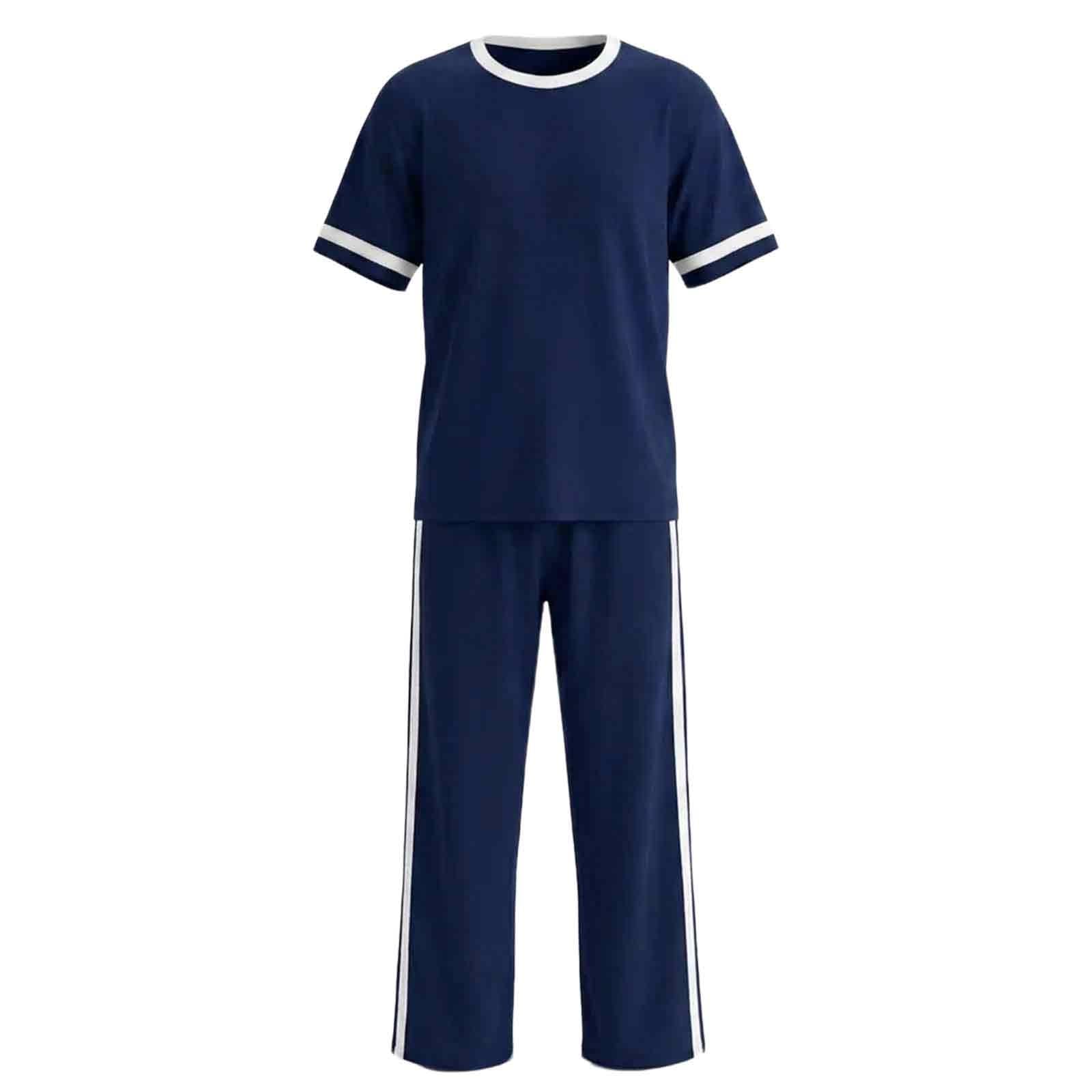 Ensemble de pyjama élégant 2 pièces pour femme | Haut à manches longues et col rond et pantalon long - Pyjama ample 2 pièces - Ensemble rayé