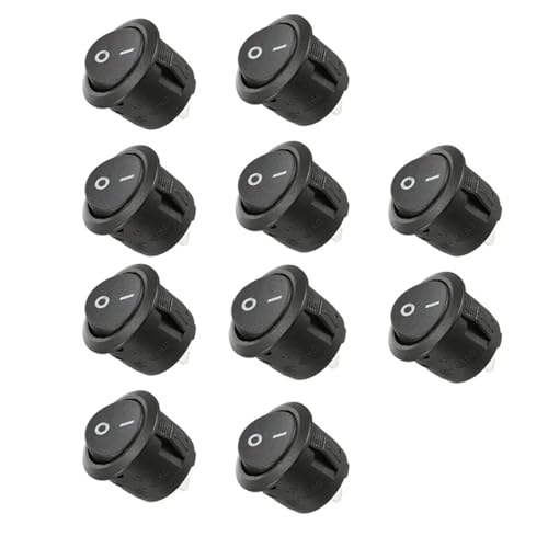 10Pcs SPST Snap-in Switch ON Off 2 Pin Round Snap Rocker Boat Switch AC for Car Auto Boat Household Appliances