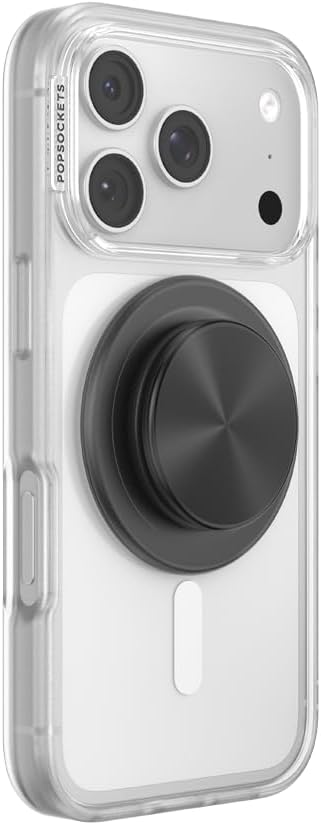 PopSockets Phone Grip for MagSafe, Magnetic Holder, Phone Stand, Spinner - Black Radial Backspin