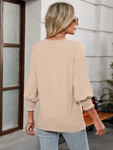 PGANDS Women's V Neck 3/4 Sleeve Tops Dressy Casual Shirts Cute Loose Blouse4
