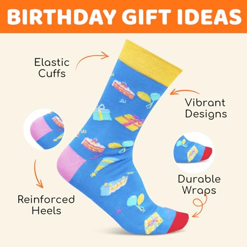 Zmart 4-12 Year Old Birthday Socks - Birthday Gifts for Kids Boys Girls Age 4-12
