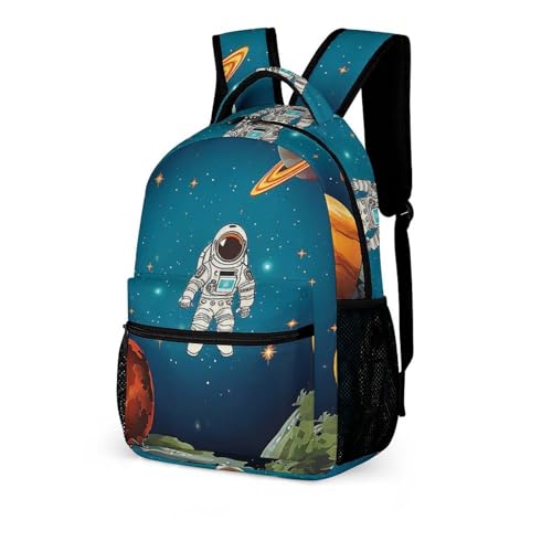 Outer Space Rocket Astronaut Backpack for Travel, Ultra Durable Small Bookbag Lightweight Daypack for Women Men4