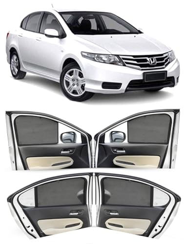 Image of Autofact Car Sunshades for Honda City Ivtech (2009 to 2013), UV Protection, Useful Car Accessories, Custom fit Sun Shades for Side Windows, Set of 4