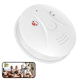 XSHGZ 1080P HD Wireless WiFi Camera Smoke Detector for Home Security with App Control, Motion Detection, 150° Indoor Camera with Night Vision & Loop Recording for Office/Garage/Shop/Pet,User-Friendly