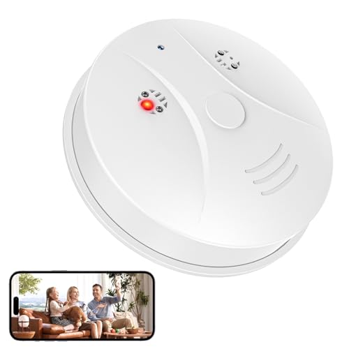 XSHGZ 1080P HD Wireless WiFi Camera Smoke Detector for Home Security with App Control, Motion Detection, 150° Indoor Camera with Night Vision & Loop Recording for Office/Garage/Shop/Pet,User-Friendly