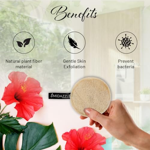 Midazzle 100% Natural Body Scrubber Loofah for Bathing (Round) (Pack of 1) - Image 5