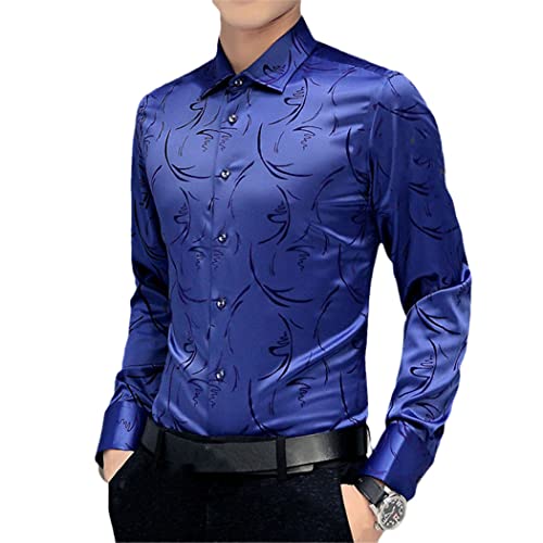 Chemise de mariée coréenne en soie bleue fleurie, le choix d'un vêtement unique 3XL
