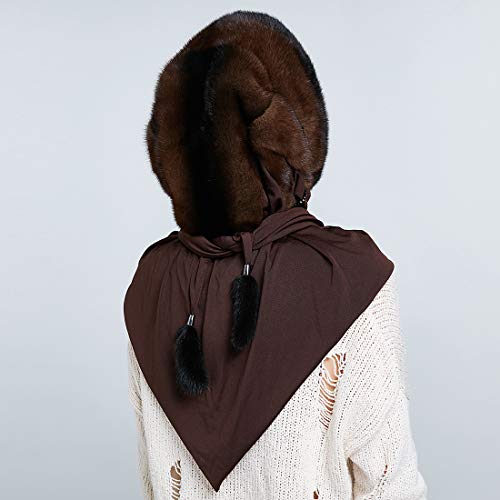Real Mink Fur Hood-Scarf Hat for Women Scarf Cap Fashion Winter New2
