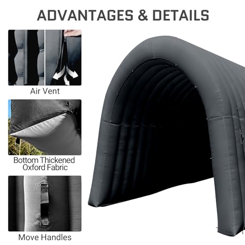 Image of OZIS 24FT Inflatable Tunnel Sports Tunnel Entrance with Installed Blower Inflatable Tunnel Tent for Business Advertising Event Exhibition Promotion,Street,Shop,Supermarket,School(Black, 24x10x10Ft)
