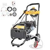 Charocean Petrol Pressure Washer 7.5HP Petrol Jet Washer with 5 Spray Nozzles & 26FT Hose, Petrol Power Washer 2200PSI Hyundai Pressure Washer, Power Jet Washer for Car, 8 inch Wheels