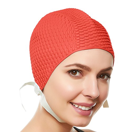 Beemo Swim Cap Women Chin Strap Swimming Caps- Hot Pink