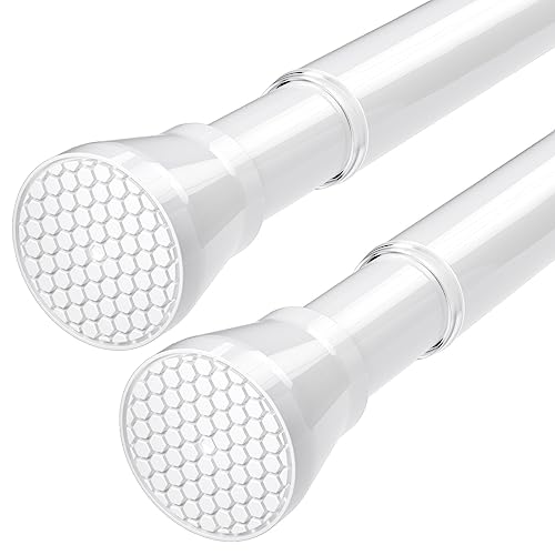 Image of Tension Rods for Windows 28 to 48 Inch 2 Pack Spring Curtain Rods No Drilling White Tension Rod Adjustable Curtain Rods Expandable Pressure Spring Tension Rod for Closet, Doorway