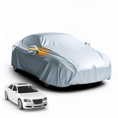 Universale Auto Abdeckung 470 x 180 x 150 cm Vollgarage - Abdeckplane Autoschutzhülle - Autoplane - Indoor & Outdoor - wasserdichte Auto Garage – Car Cover Silber