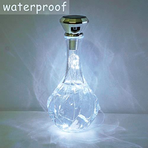 Cynzia Solar Wine Bottle Lights, 6 Pack 20Led Solar Powered Diamond Cork Lights, Waterproof Outdoor Fairy String Light For Garden, Patio, Party, Wedding, Holiday Decor (Cold White) #TOP2