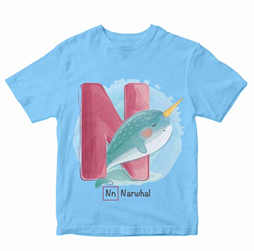 Image of Boys' Regular Fit T-Shirt N for Narwhal 100% Cotton Boy's Girl's Unisex Fit T-Shirt