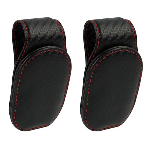 2 Pièces Porte Lunettes pour Voiture en Cuir PU, Clip Support Lunette Pare-Soleil Universel avec Clip de Rangement pour Cartes, Billets, Accessoire Intérieur...