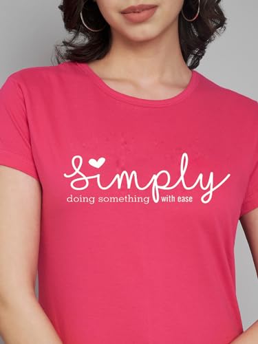 Image of Women Cotton Regular Fit Round Neck T-Shirt (Simply)