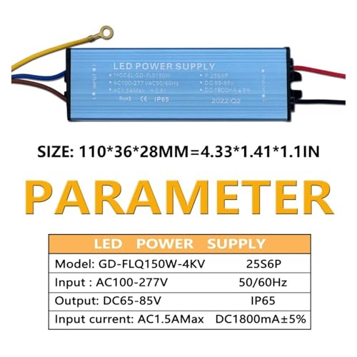 Transformateur LED 150W étanche avec sortie CC 65-85V 1800mA pour éclairage constant - 3