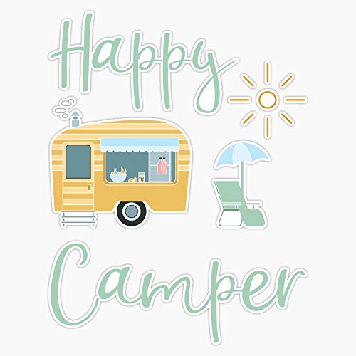 Generic Happy Camper Camping Trailer Caravan Holiday Gift Sticker Vinyl Decal Wall Laptop Window Car Bumper Sticker 5 inches PNP-CAMP-STICKERS-2657
