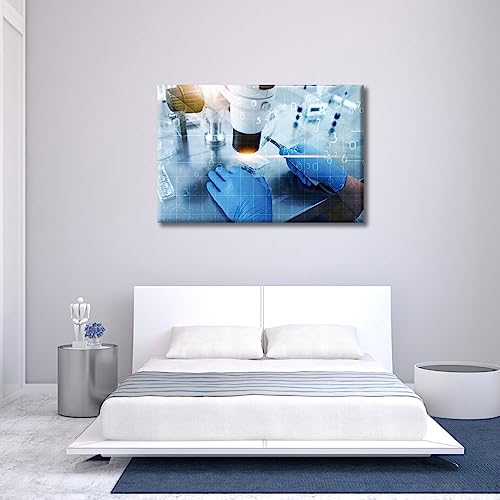 Image of TUMOVO 1 Panel Microscope Medicine Poster Canvas Wall Art Clinical Laboratory Posters and Prints Young Scientist Bathroom Decor Wall Art Print on Canvas Framed Ready to Hang, 24 inch Wx36 H
